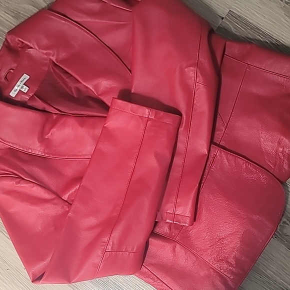 yvonne & marie Jackets & Blazers - Yvonne & Marie Women's Jacket Red Leather Blazer Size X Large Vintage Biker 80's